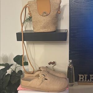 Dolce Vita Tan Woven Mules with Buckle& cute lil bag!!
